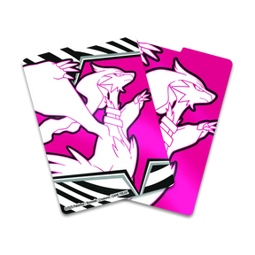 Divisori interni rosa e neri con illustrazione Reshiram dal Set Allenatore Fuoriclasse Pokémon Fuoco Bianco.