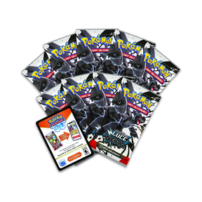 Bustine di carte Pokémon, carte promozionali e accessori dal Set Allenatore Fuoriclasse Luce Nera