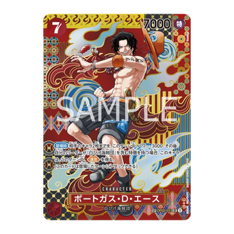 Alt tag ottimizzato (125 caratteri):  "Carta Personaggio Portgas D. Ace da One Piece Card Game OP02-013, attacco 7000, abilità di riduzione potenza avversaria e Carica."