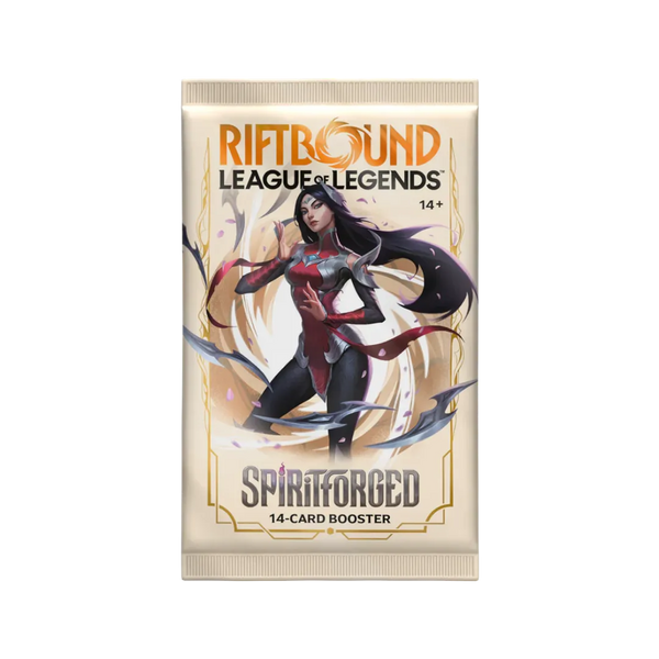 Riftbound League of Legends TCG Spiritforged bustina booster 14 carte con Irelia artwork