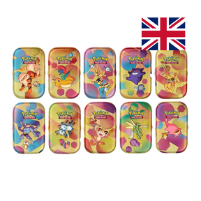 Pokemon 151 Mini Tin collection complete 10 artwork featuring Growlithe Eevee Electabuzz Gengar Alakazam Scyther