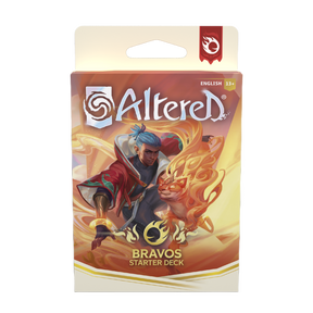 Illustrazione starter deck di Bravos con con Kojo il Runner e Booda