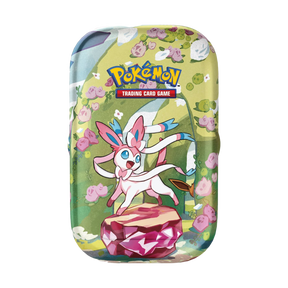 Immagine del prodotto raffigurante Sylveon su una Mini Tin della collezione Evoluzioni Prismatiche.