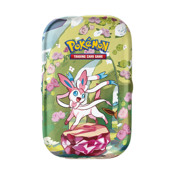 Immagine del prodotto raffigurante Sylveon su una Mini Tin della collezione Evoluzioni Prismatiche.