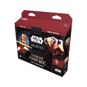 Confezione di Twilight of the Republic Starter Deck di Star Wars Unlimited TCG, con illustrazioni di Ahsoka Tano e Generale Grievous