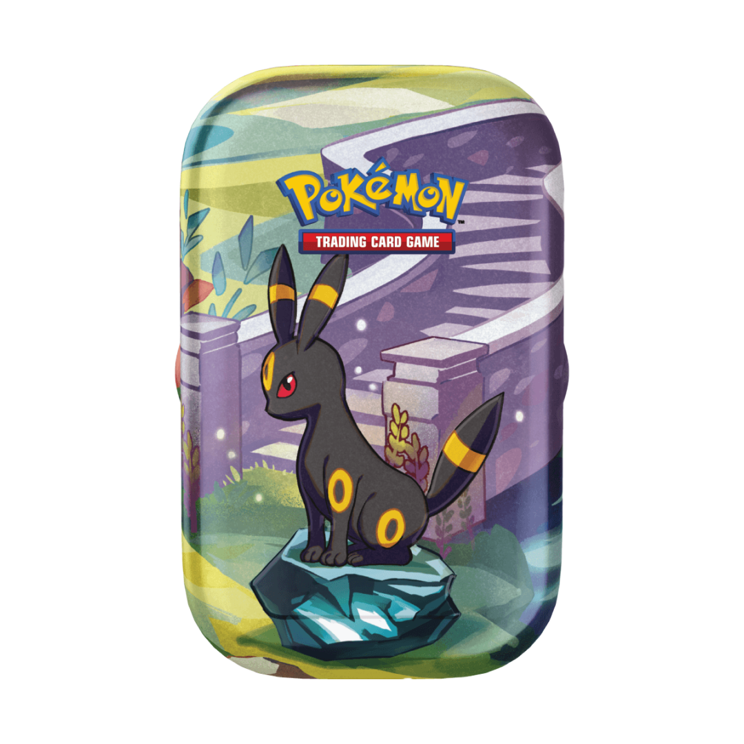 Immagine del prodotto raffigurante Umbreon su una Mini Tin della collezione Evoluzioni Prismatiche.