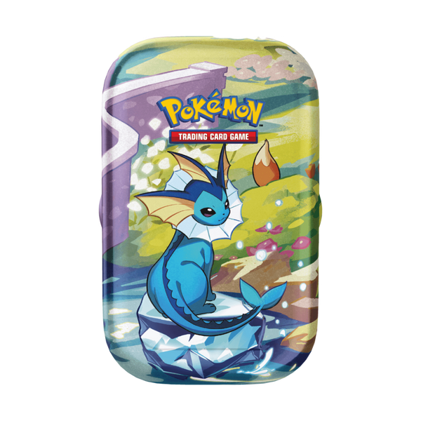 Immagine del prodotto raffigurante Vaporeon su una Mini Tin della collezione Evoluzioni Prismatiche.
