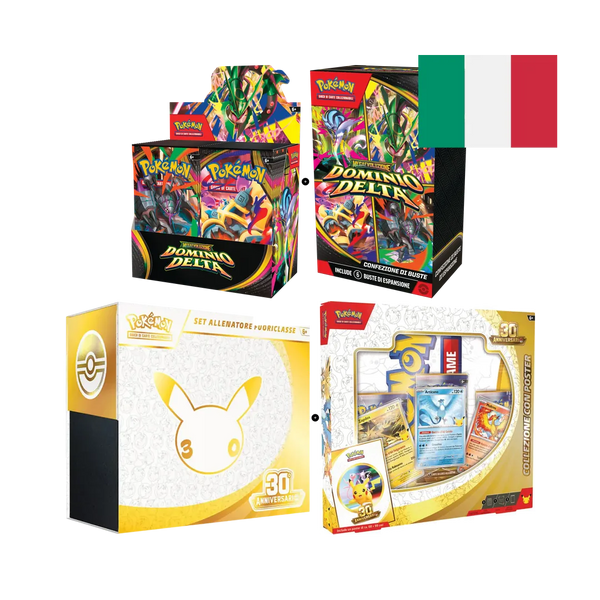 Bundle Dominio Delta + 30° Anniversario: Box 36 Buste + Bundle 6 Buste + Set Allenatore Fuoriclasse 30° + Poster Collection (ITA)