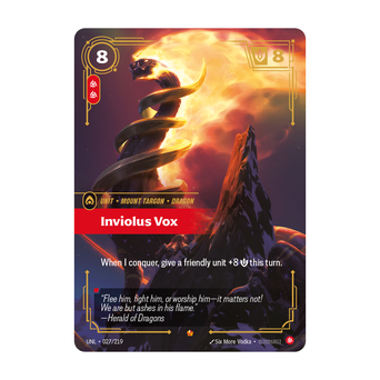 Riftbound Unit: Inviolus Vox. When I conquer, give a friendly unit +8 [S] this turn.