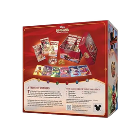Retro confezione Illumineer’s Trove Disney Lorcana Reign of Jafar con contenuto visibile