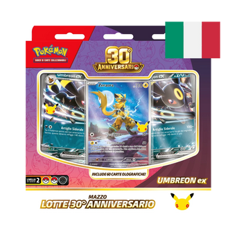 Mazzo Lotte Umbreon-ex 30° Anniversario Pokémon TCG (ITA): 60 carte tutte olografiche, Zeraora, porta-mazzo, moneta e segnapunti