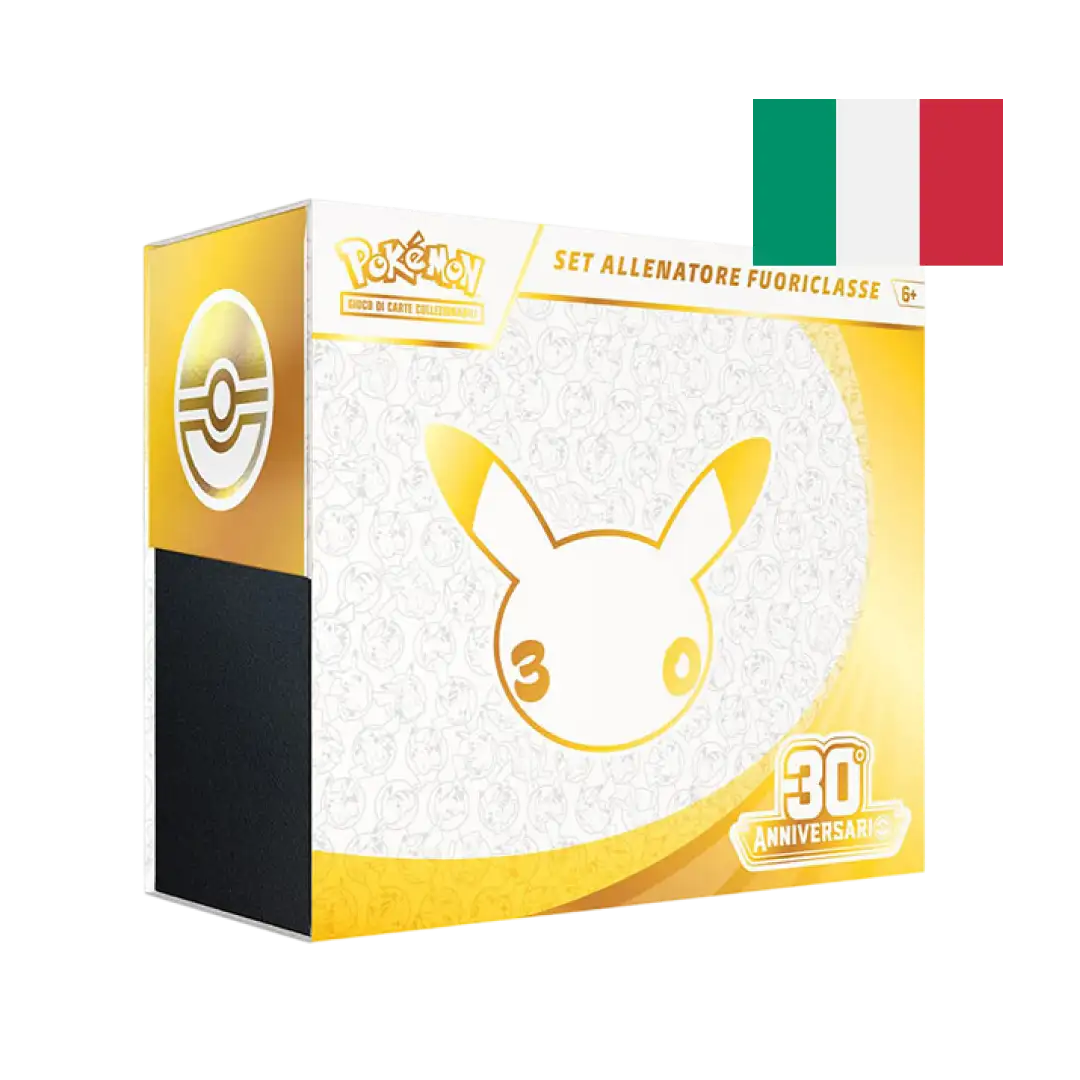 Set Allenatore Fuoriclasse Pokémon 30° Anniversario: 9 buste, carta promo foil di Nidorina, 65 bustine protettive e accessori da torneo