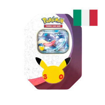 Tin da Collezione Greninja-ex del 30° Anniversario Pokémon: scatola in metallo con 4 buste e carta promo olografica, edizione italiana